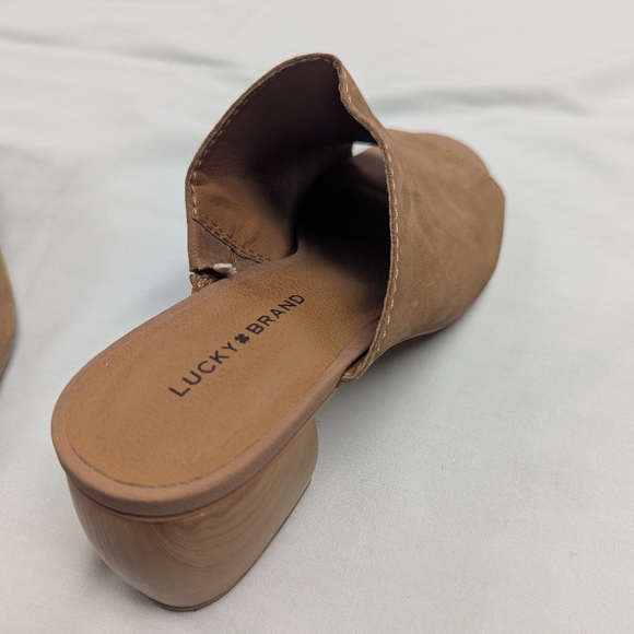 Lucky Brand Leather Mules With Wood Grain Heels - Picture 11 of 13